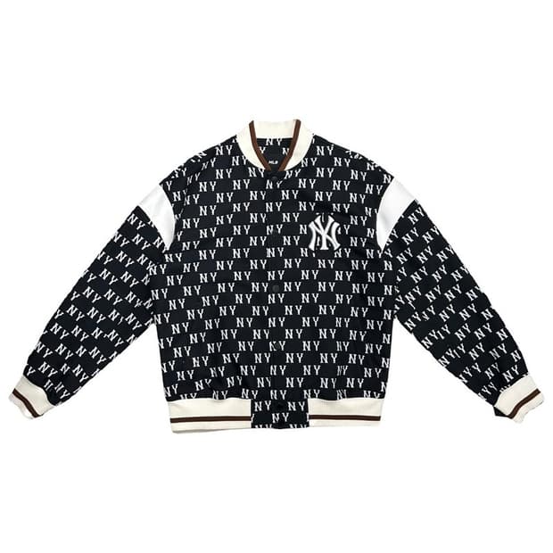 MLB 뉴욕양키스 클래식 모노그램 자카드 바시티 자켓 블랙 L