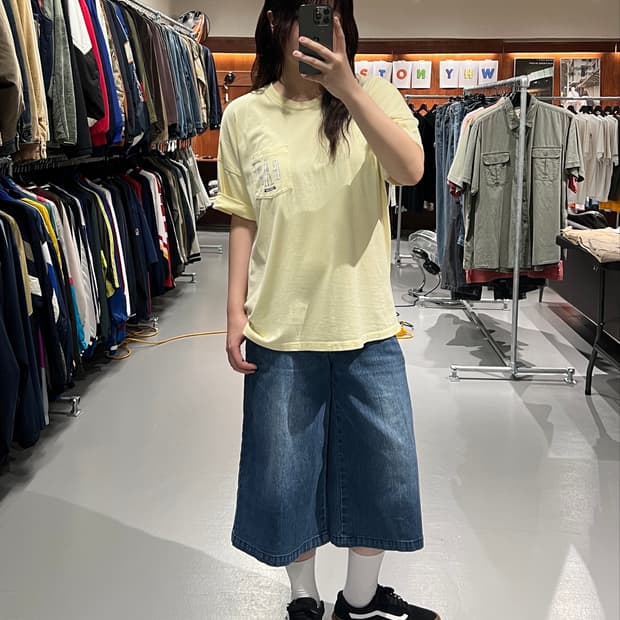 빈티지 데님 6부 팬츠
