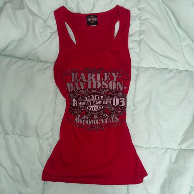 할리데이비슨 y2k 레드 슬리브리스 나시 민소매