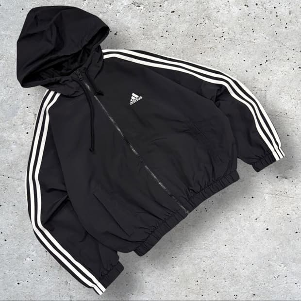 [M] 아디다스 우븐 삼선 후드 바람막이 블랙 C223