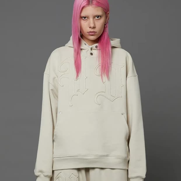 후드후드 HD로고 아플리케 오버핏 후드 아이보리