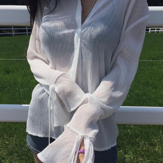 [새상품]페일제이드 스완 블라우스 화이트 프릴 블라우스