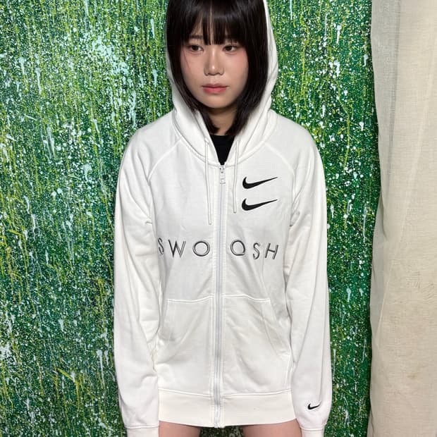 나이키 더블스우시 화이트 후드집업 S