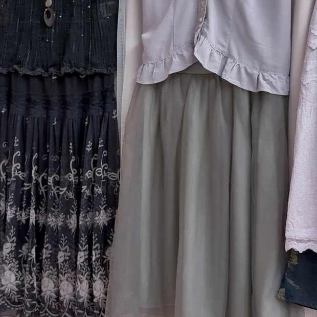 Charcoal Chiffon Shirred Skirt 0201