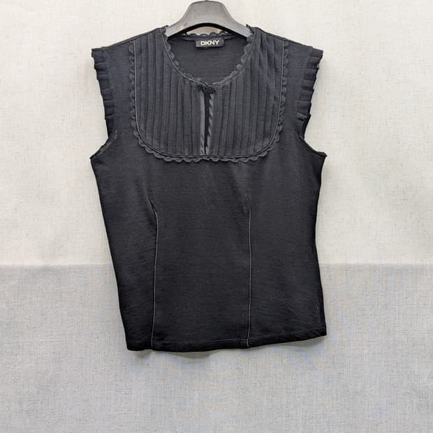 DKNY 블랙 레이스 민소매 블라우스