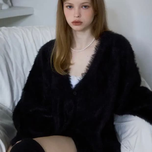 로제프란츠 Fur Overfit Cardigan [Black]