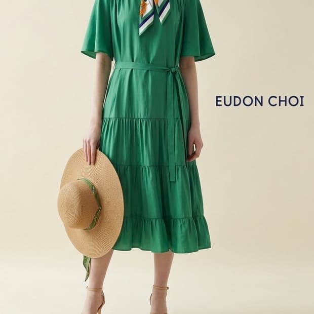 EUDON CHOI 그린 프릴 캉캉  원피스