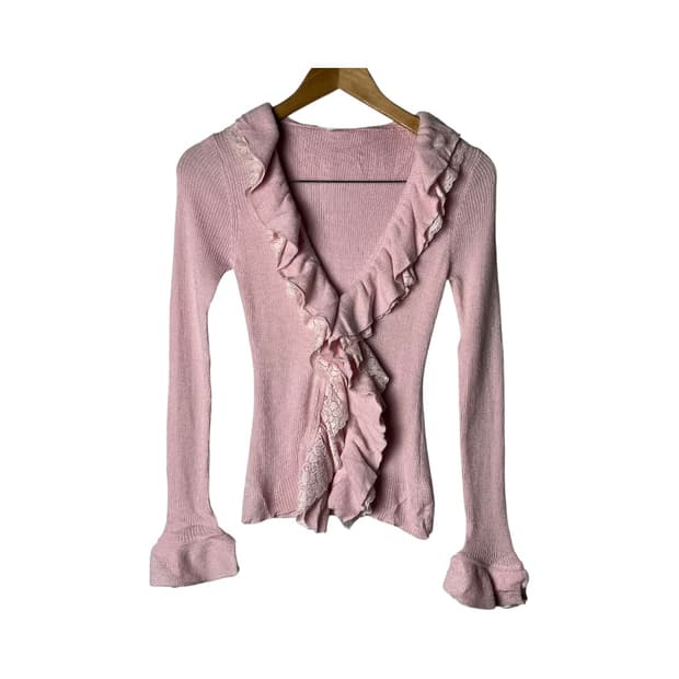 [JPN] 빈티지 레이스프릴 골지 가디건