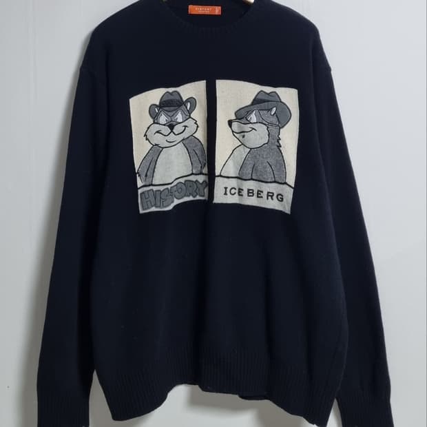 XL (105) 아이스버그 블랙 울100% 니트