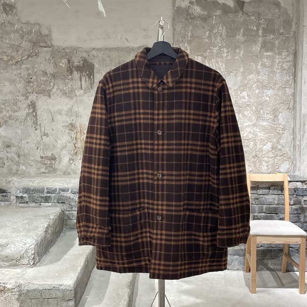 버버리 브라운 노바체크 리버시블 울 자켓