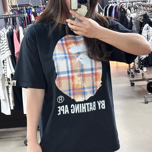 베이프 블리치드 베이프 체크 바이 베이싱 에이프 반팔