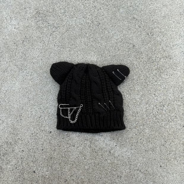 빈티지 캣 이어 비니