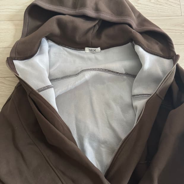 브라운 기모 펀칭포켓 후드집업