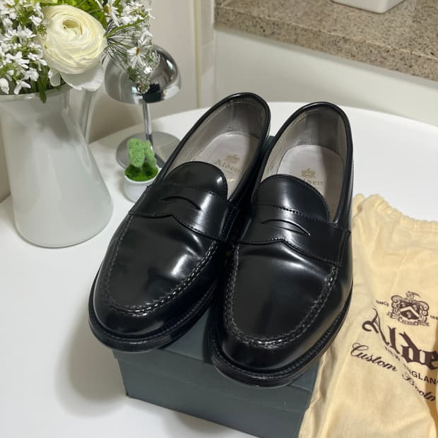 알든 987 블랙 코도반 로퍼 9D 1회 착용