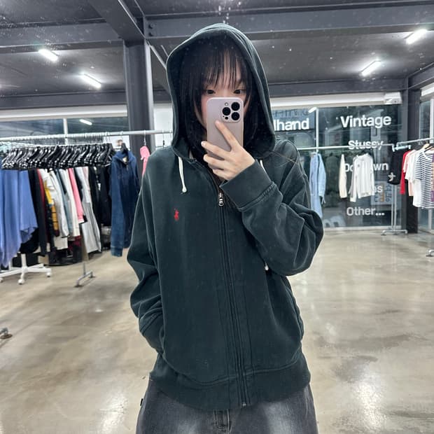 폴로 랄프로렌 딥그린 레드 포니 후드집업