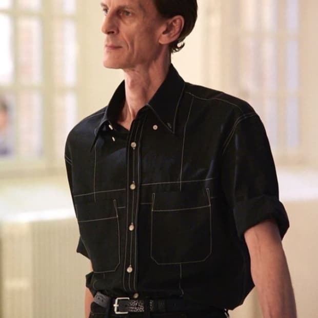 르메르/블랙 스티치 밀리터리 셔츠/46