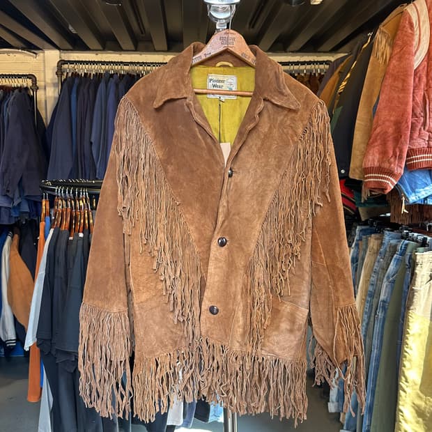 80s 헤비리얼레더 스웨이드 웨스턴 프린지 자켓