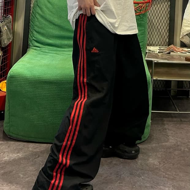 Adidas black & red track pants