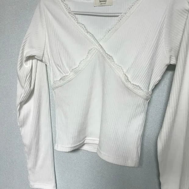 발레코어 레이스 화이트 긴팔티 니트