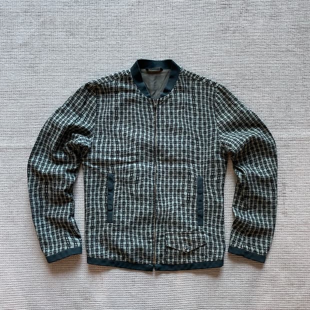 돌체앤가바나 체크 패턴 트위드 봄버 자켓