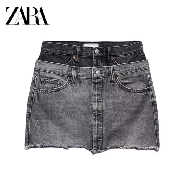 자라 ZARA 로우라이즈 레이어드 데님스커트 M