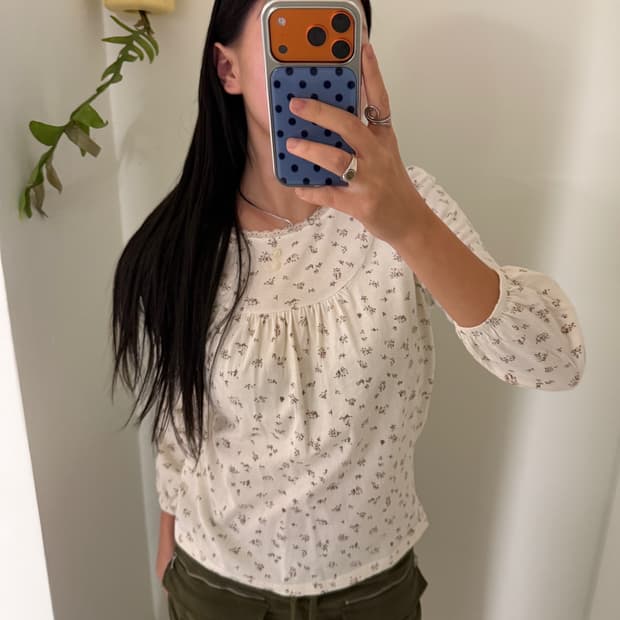 일본빈티지 플라워 잔꽃 롱슬리브