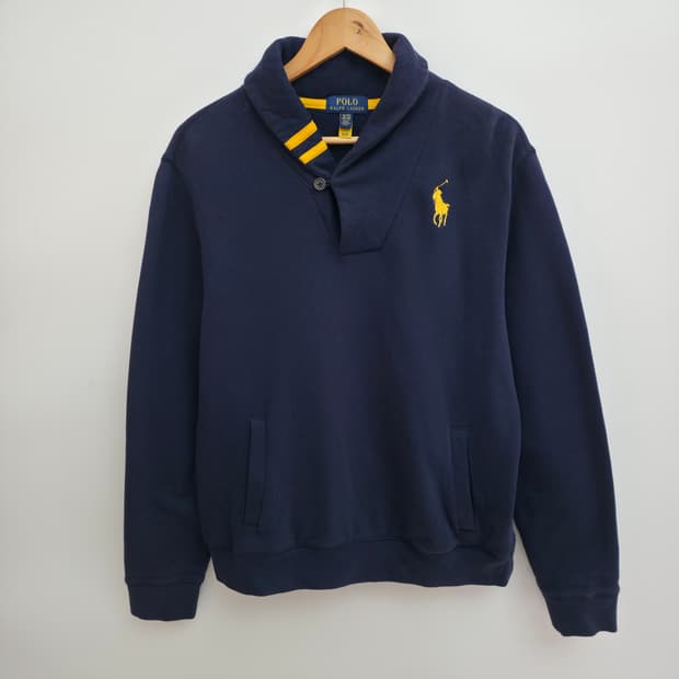 [M] 폴로 랄프로렌 네이비 숄카라 맨투맨 신형 큐알택