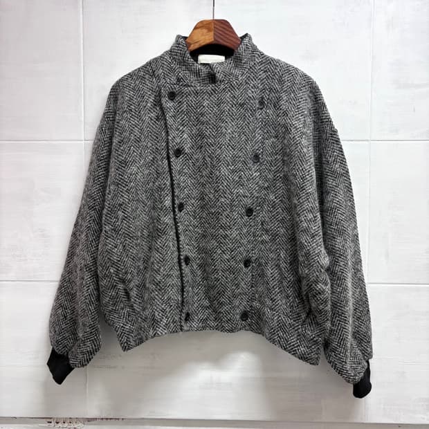 90s 울혼방 더블 헤링본 오버핏 봄버 자켓