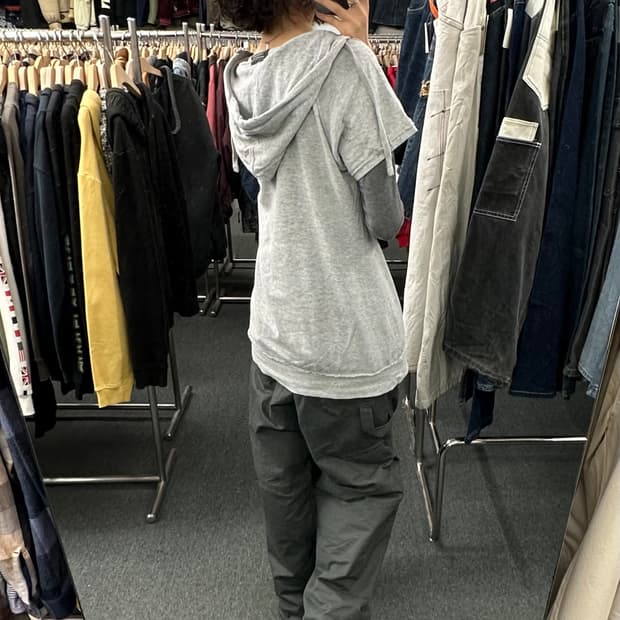 L)Petitreitre 빈티지 레터링 프린팅 반팔 후드 원피스