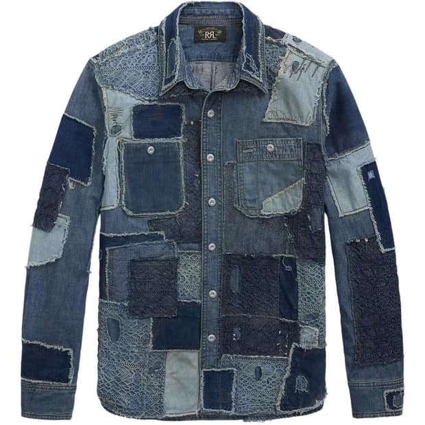 RRL 더블알엘 인디고 패치워크 워크셔츠 M
