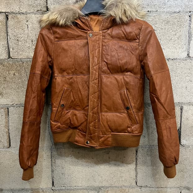 유즈드 퍼 레더 자켓