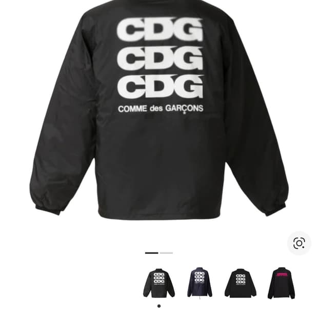 CDG 로고 코치 자켓 블랙