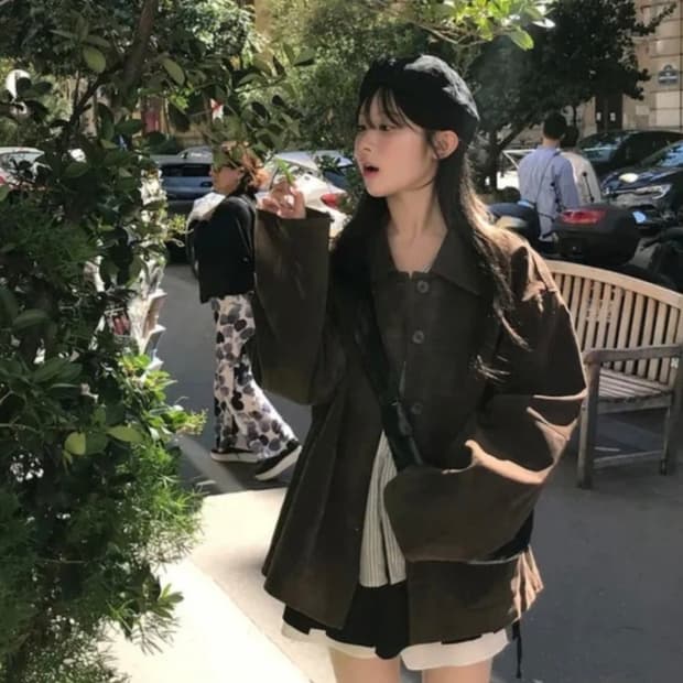 미니포에 세렌느 빈티지 브라운 스웨이드 자켓