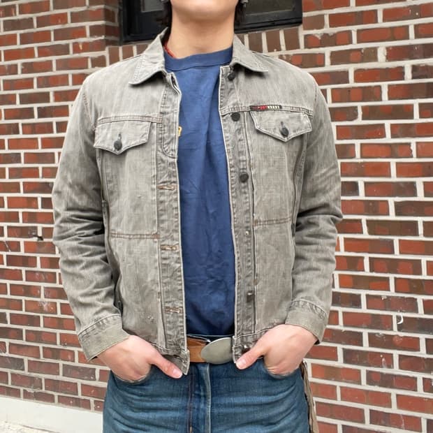 빈티지 y2k 지퍼데테일 그레이 데님자켓