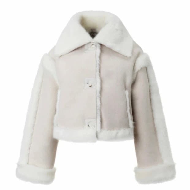 Threetimes bunny fur coat white