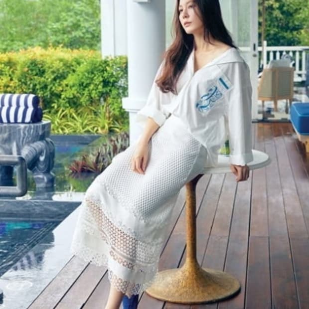 래트바이티 펀칭 레이스 밴딩 스커트 64사이즈