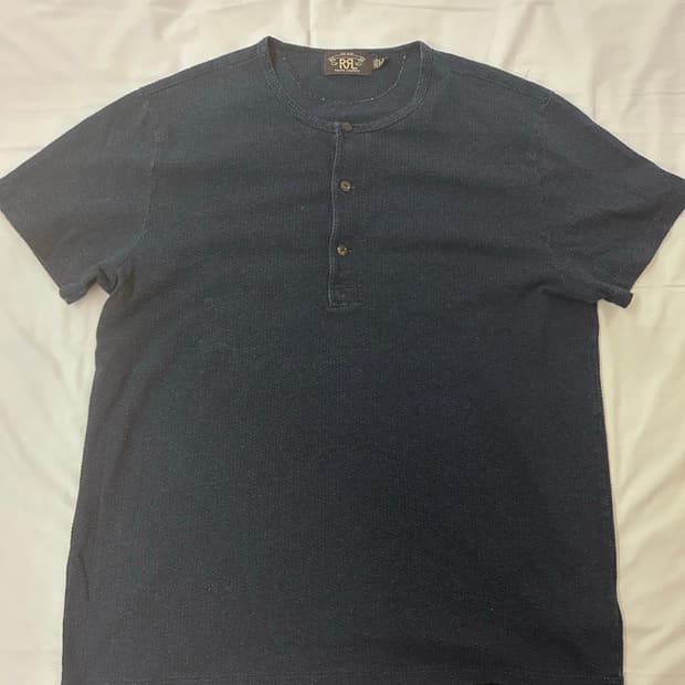 RRL 인디고 와플 헨리넥 반팔 XL