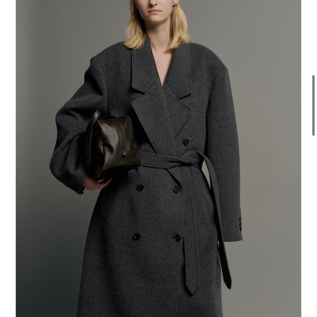 파사드패턴 캐시미어 벨티드 더블코트 - 차콜