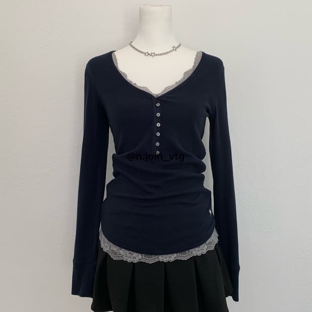 아베크롬비 헨리넥 네이비 롱슬리브