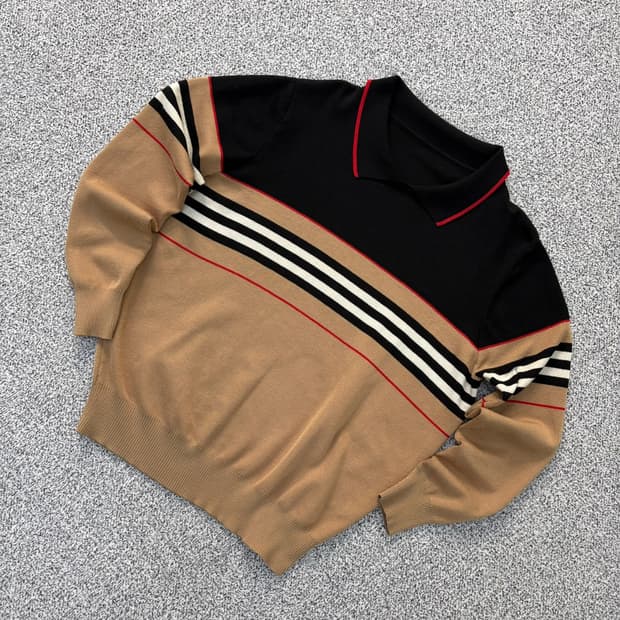 실측확인 여성 배색 카라 니트 0428J