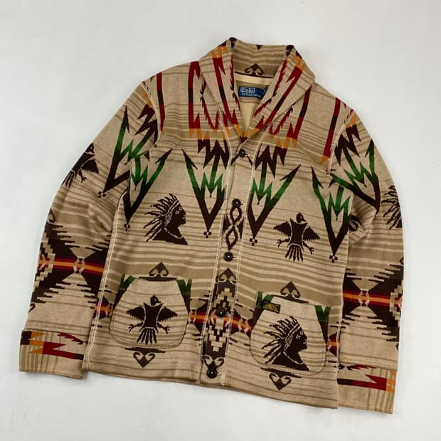 폴로 랄프로렌 네이티브 나바호 패턴 숄 카라 가디건 (95)
