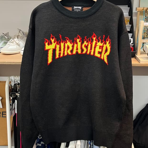 [100] 트레셔 thrasher 불꽃로고 니트