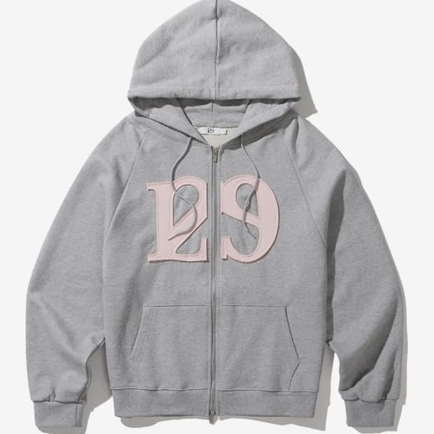 일리고 129 로고 패치 후드 집업 라이트그레이 m