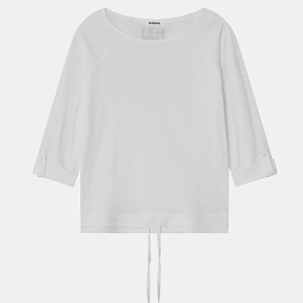 오헤시오 ROLL-UP DOT LABEL TEE, IVORY