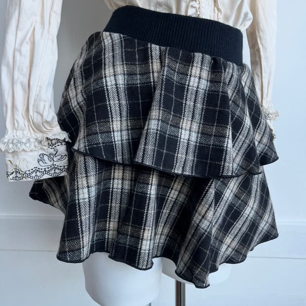 Pumpkin 체크 니트 스커트