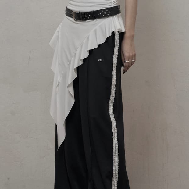 카키포인트 레이스 트랙 팬츠 블랙