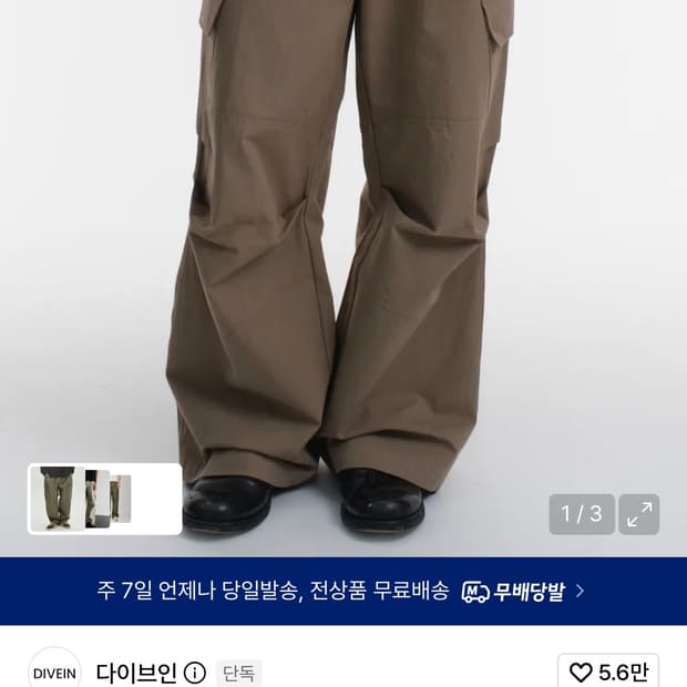 (2) 다이브인 베른 카고 팬츠 V2 올리브 베이지