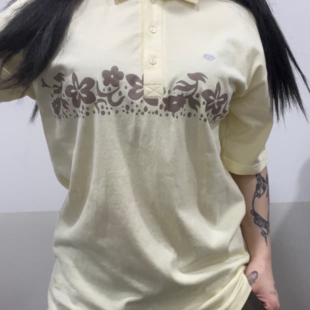 Jpn 빈티지 플로럴 하와이안 pk 반팔티셔츠