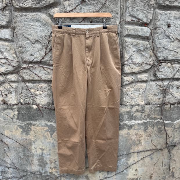 폴로 랄프로렌 빈티지 리버스 플리츠 치노 팬츠 브라운 32