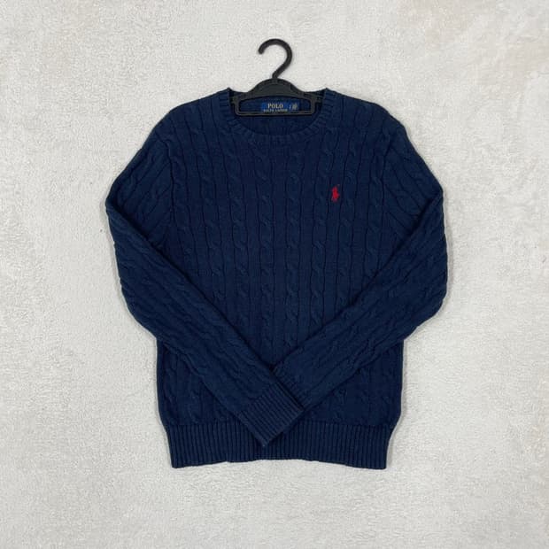 S 폴로 보카시네이비 케이블니트 꽈배기 남성